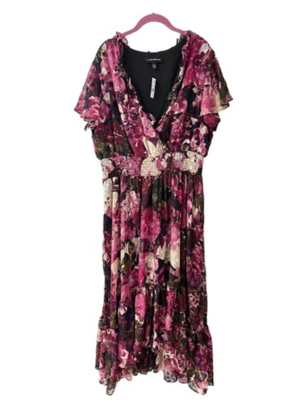 Lane Bryant Black Floral Chiffon Dress  Size 18/20